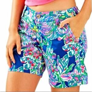 Lilly Pulitzer The Jayne Short Bright Indigo Exotic Escapade Preppy